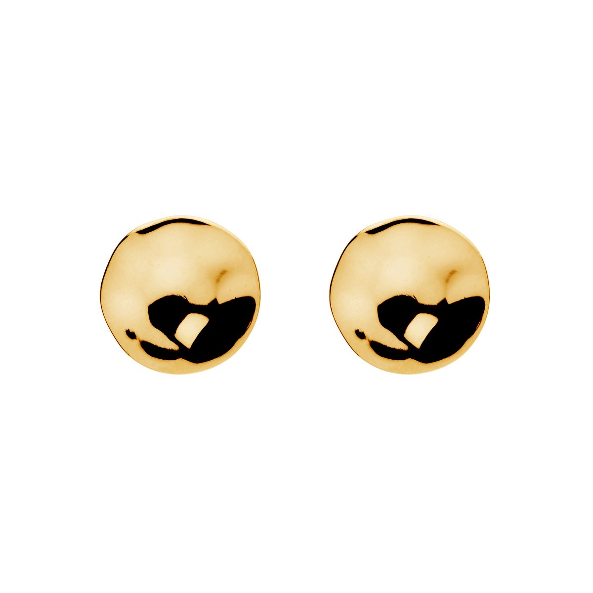 DOUBLE BEAT YELLOW GOLD STUD EARRING