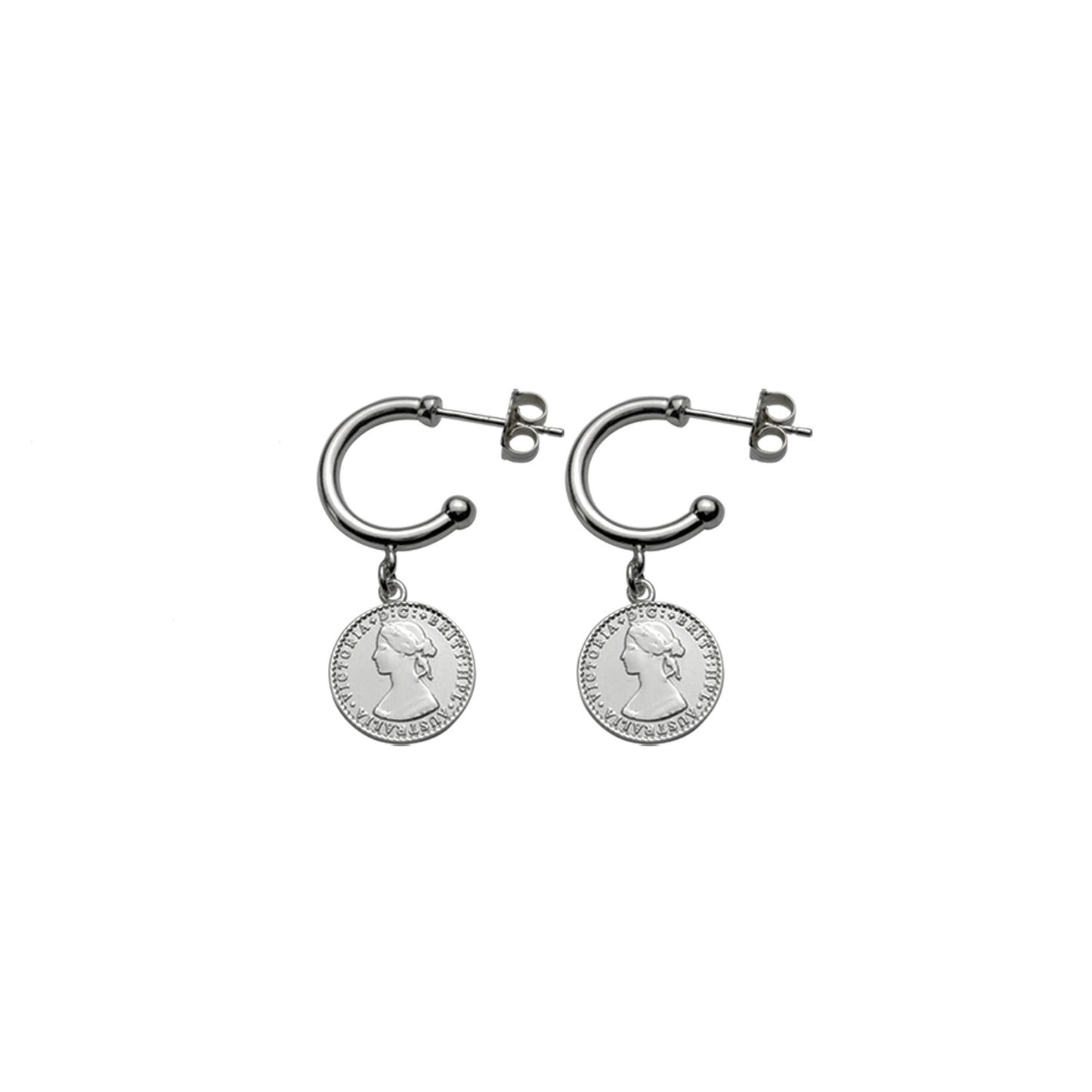 OPEN HOOP STUDS WITH MINI COIN