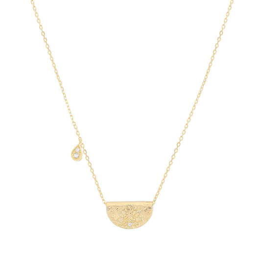 GOLD SHINE BRIGHTLY LOTUS BIRTHSTONE NECKLACE - APRIL