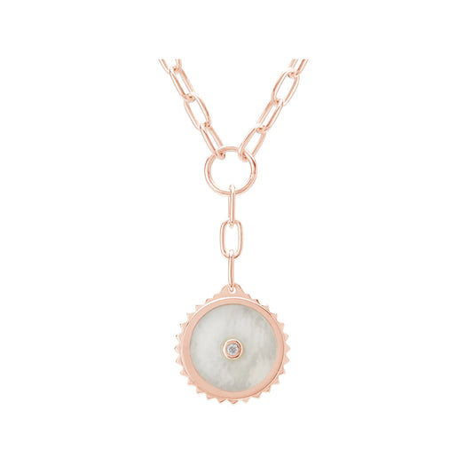 HALCYON SHIELD DROP NECKLACE ROSE GOLD