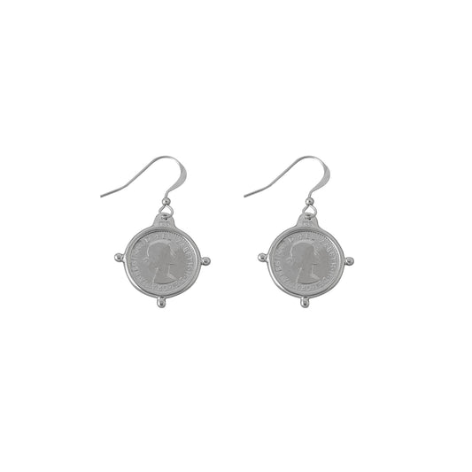 COMPASS FRAME COIN EARRINGS