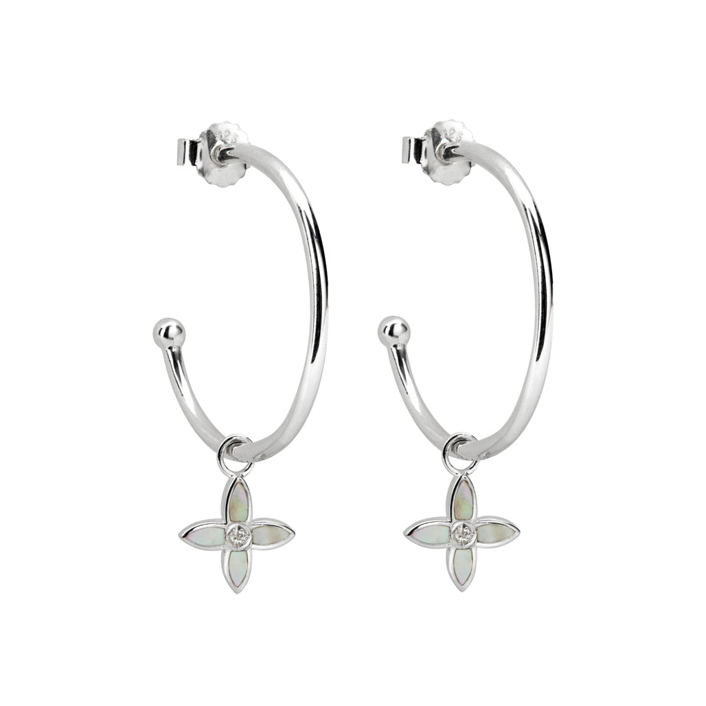 DESERT FLOWER FLORAL HOOPS -SILVER
