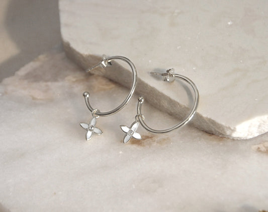 DESERT FLOWER FLORAL HOOPS -SILVER