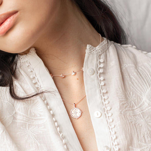 PENDANT DISC NECKLACE IN ROSE GOLD