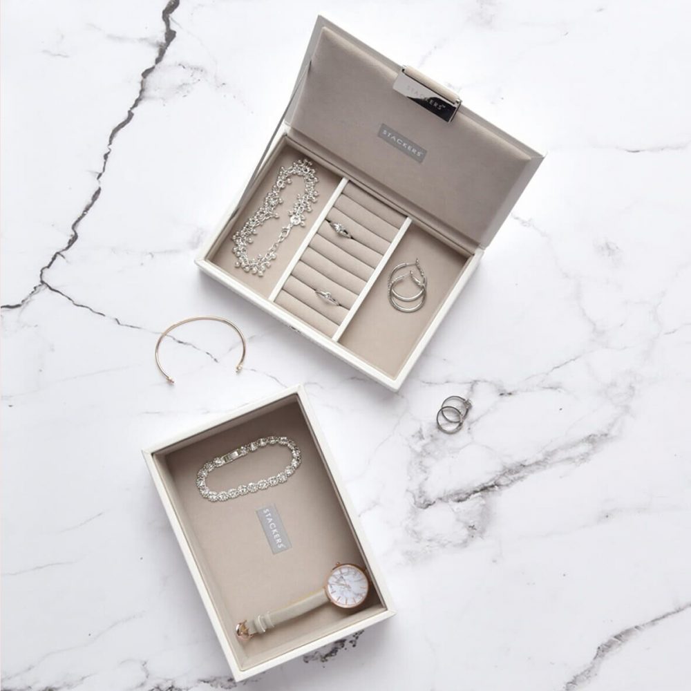 WHITE SET 2 MINI JEWELLERY BOX