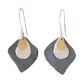 EARRINGS SILVER GOLD FILLED LAYERED LEAF SHAPE