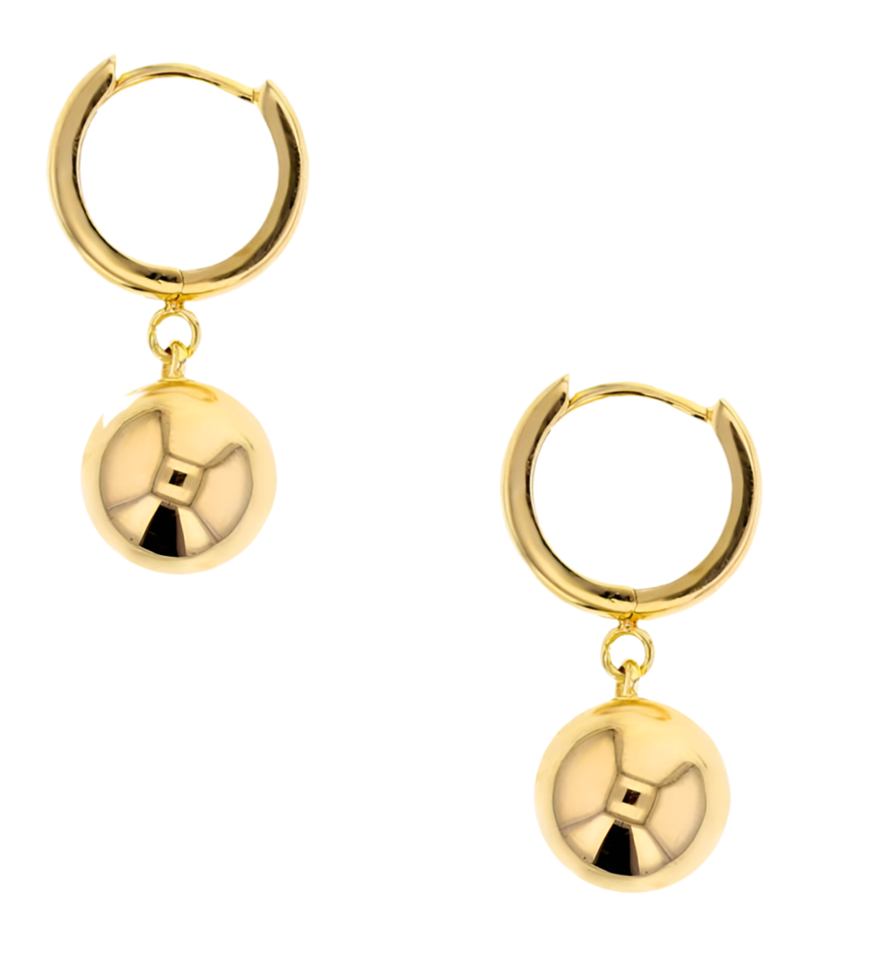 9CT GOLD EUROBALL HUGGIE DROP