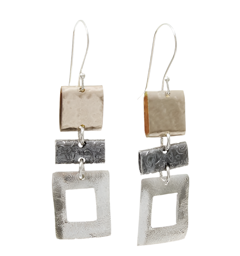 HANDMADE THREE TONE SQUARE DROP HOOKS
