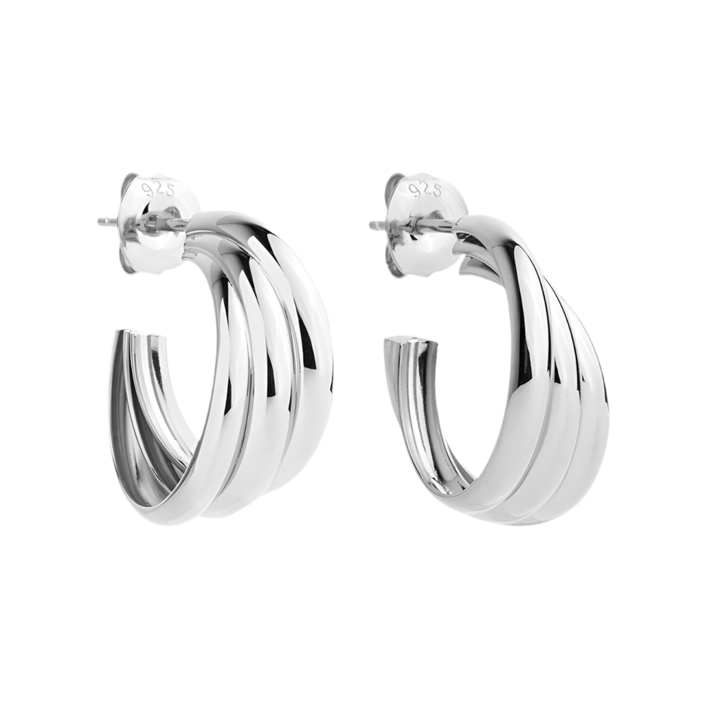 RIPPLE HOOP EARRINGS (STERLING SILVER)