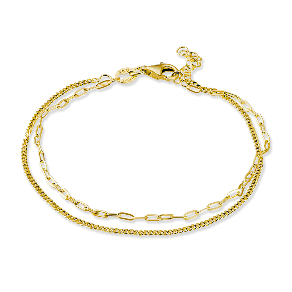 BRACELET FINE PAPER CLIP CURB DOUBLE GOLD PLATED