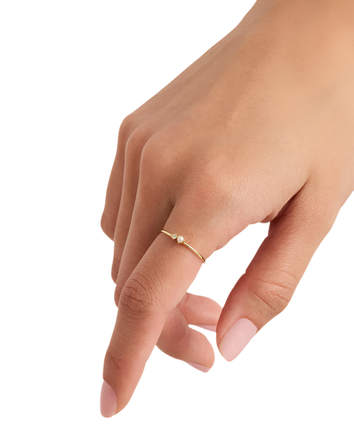 14k Solid Gold Light Of The Moon Diamond Ring