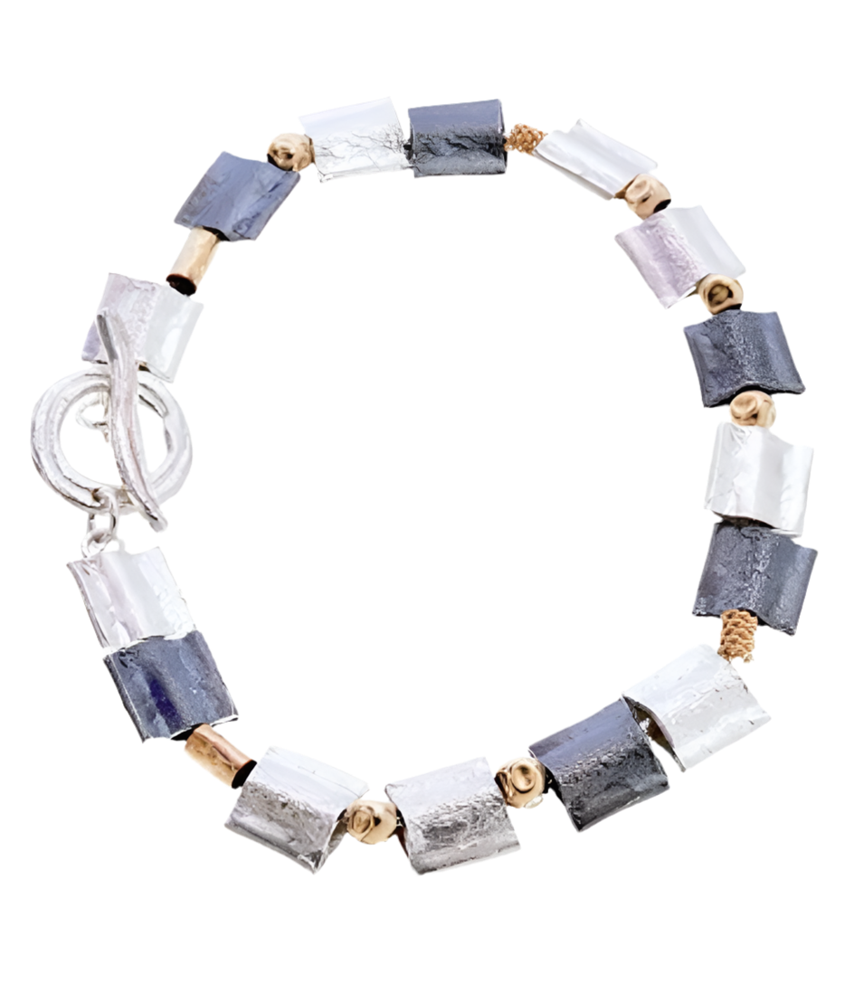 SQUARE BRACELET WITH GOLD FILLED SPACERS