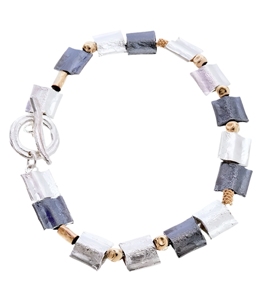SQUARE BRACELET WITH GOLD FILLED SPACERS