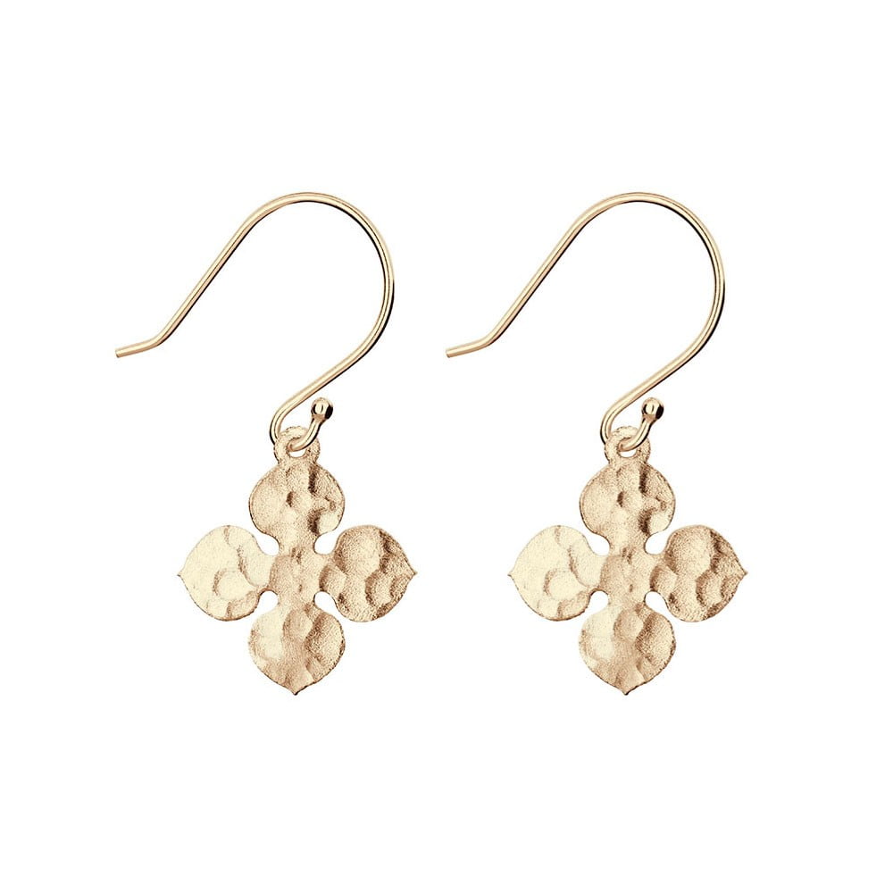 BEATEN CLOVER ROSE GOLD DROP EARRINGS