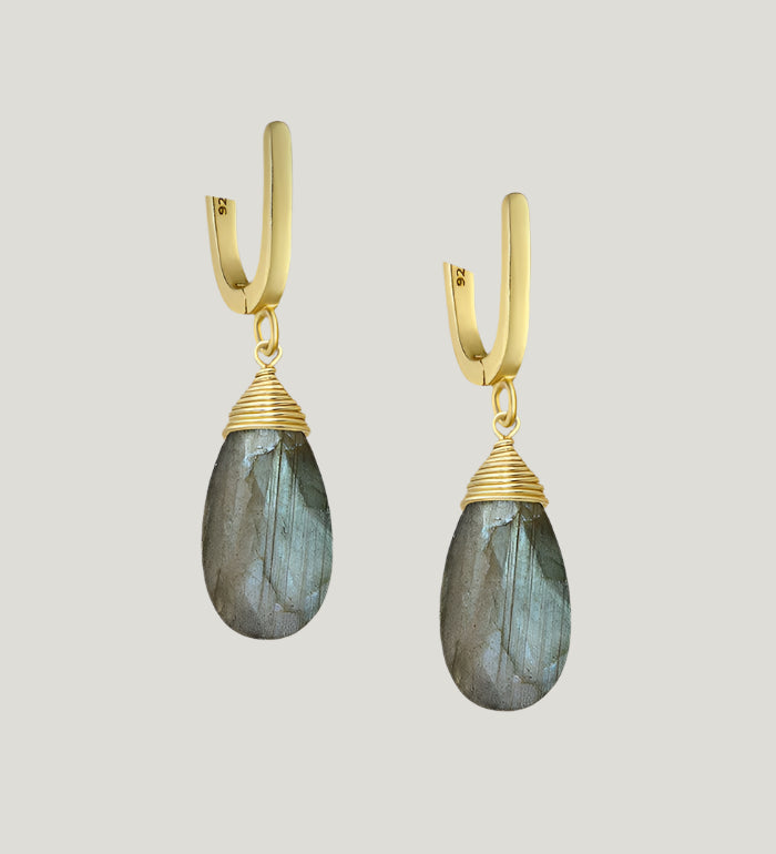 LABRADORITE WIRE HOOPS
