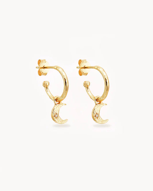 18k Gold Vermeil Waning Crescent Hoops