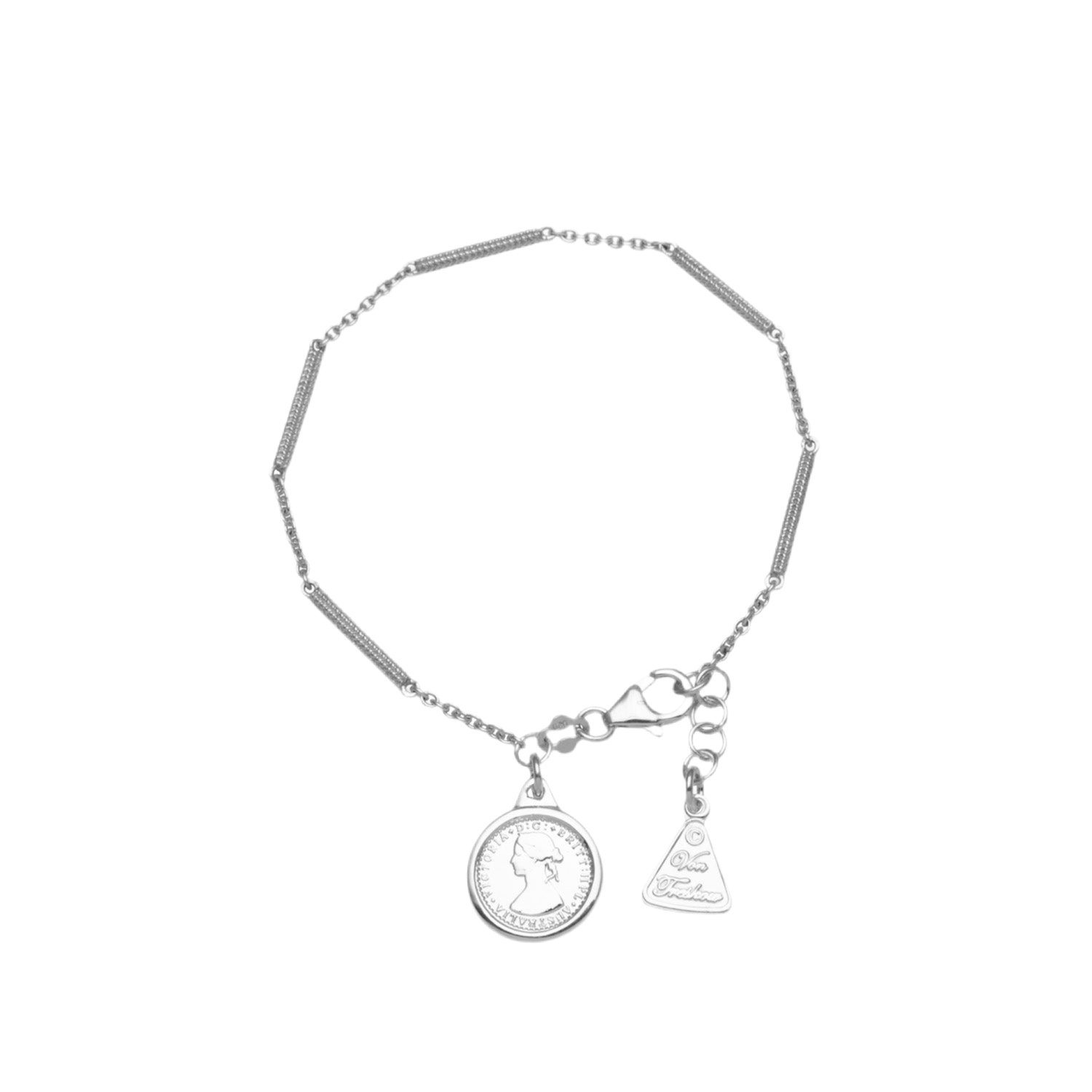 HERRINGBONE SEGMENTED BRACELET WITH MINI COIN