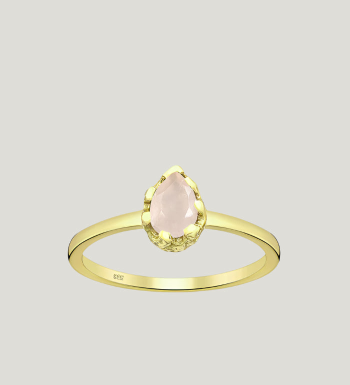 ROSE QUARTZ TEARDROP RING