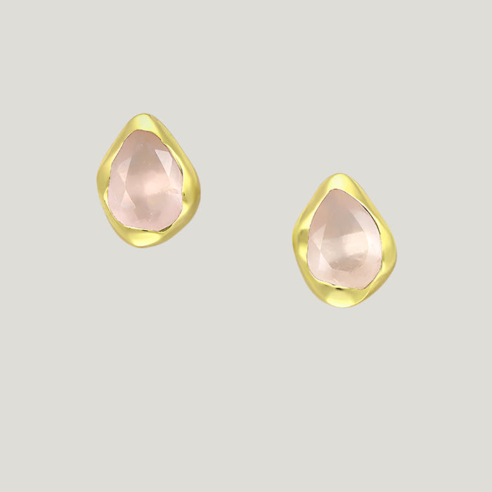 ROSE QUARTZ OVAL STUDS