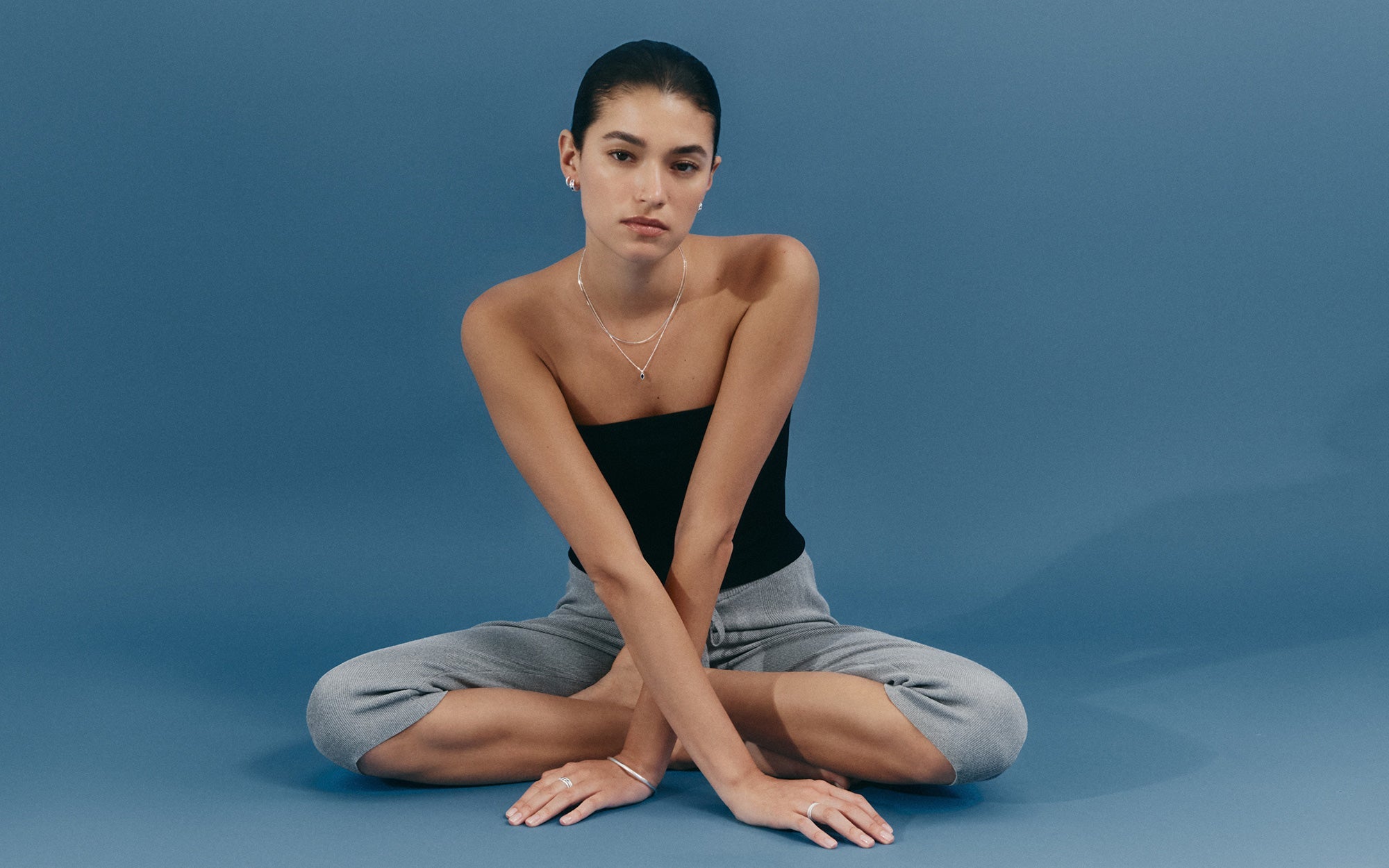 INK TEXTURE HOOPS SILVER