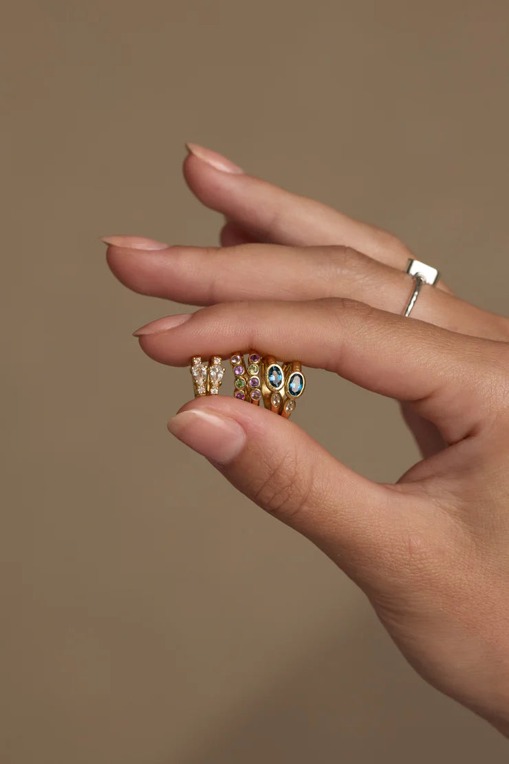 London Blue Topaz Textured Gold Huggies