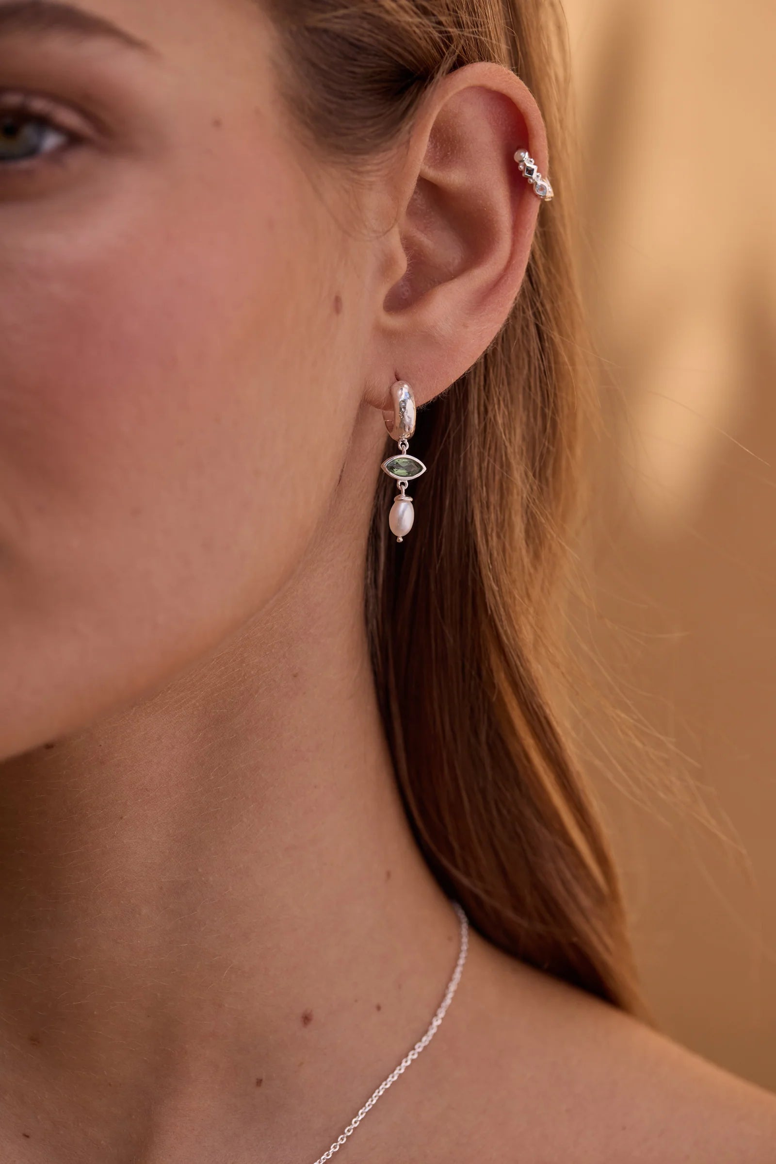Jupiter Apatite Silver Huggies