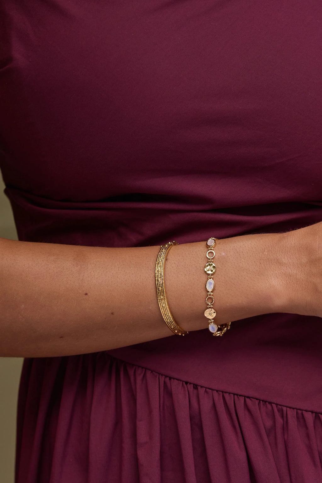 Celestial Moonstone Gold Bracelet