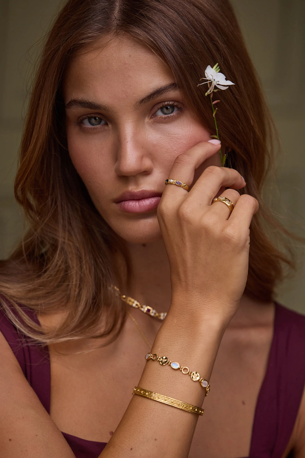 Celestial Moonstone Gold Bracelet