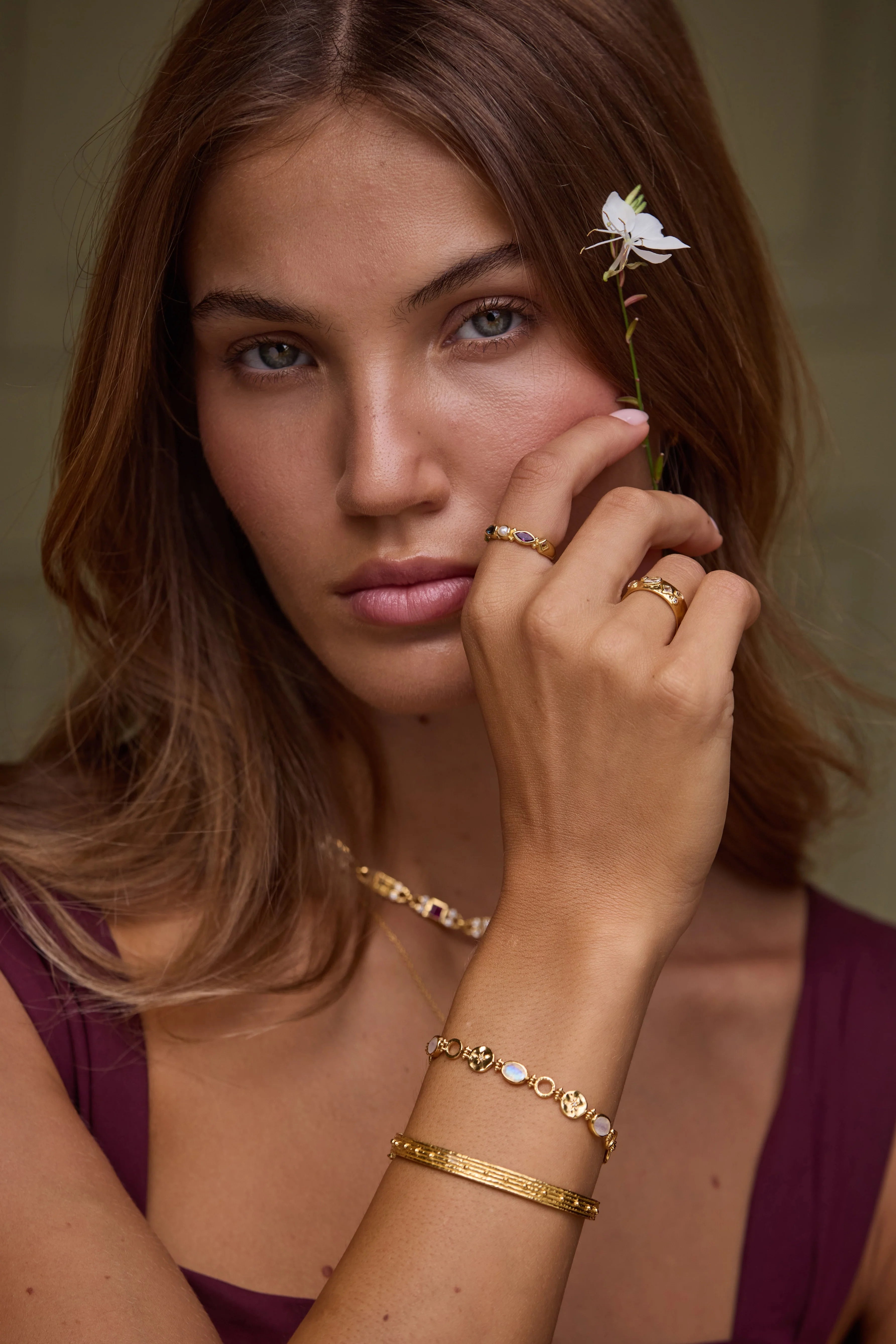 Celestial Moonstone Gold Bracelet