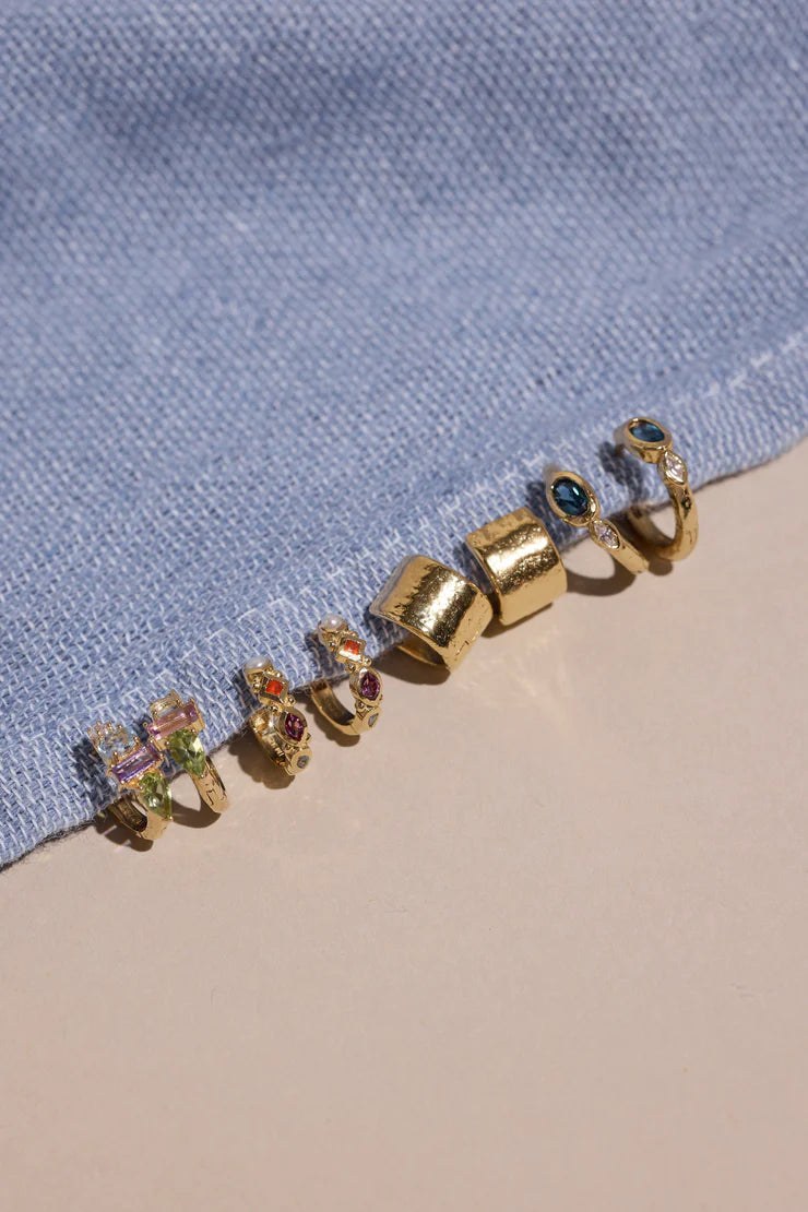 London Blue Topaz Textured Gold Huggies