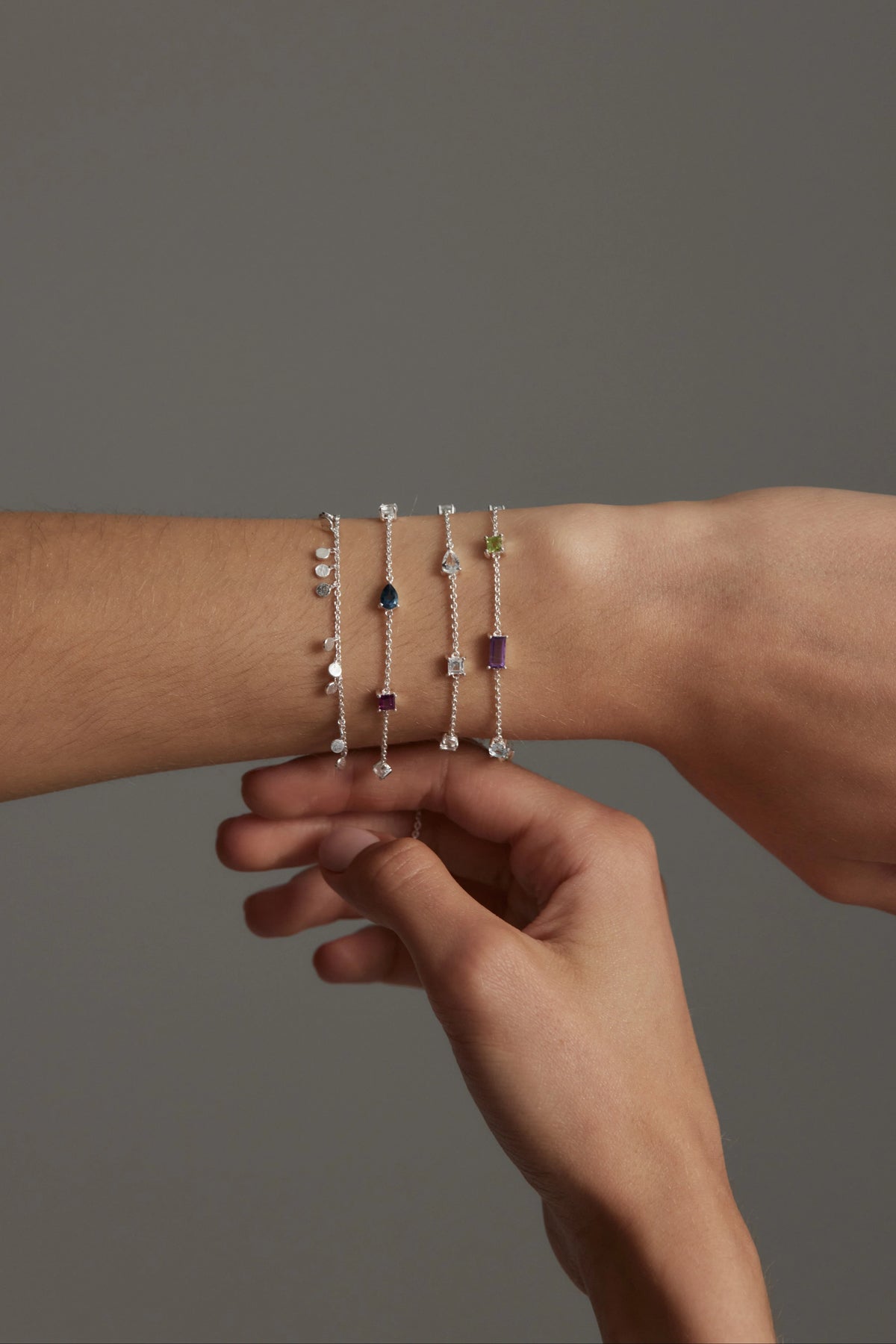 Clover White Topaz Silver Bracelet