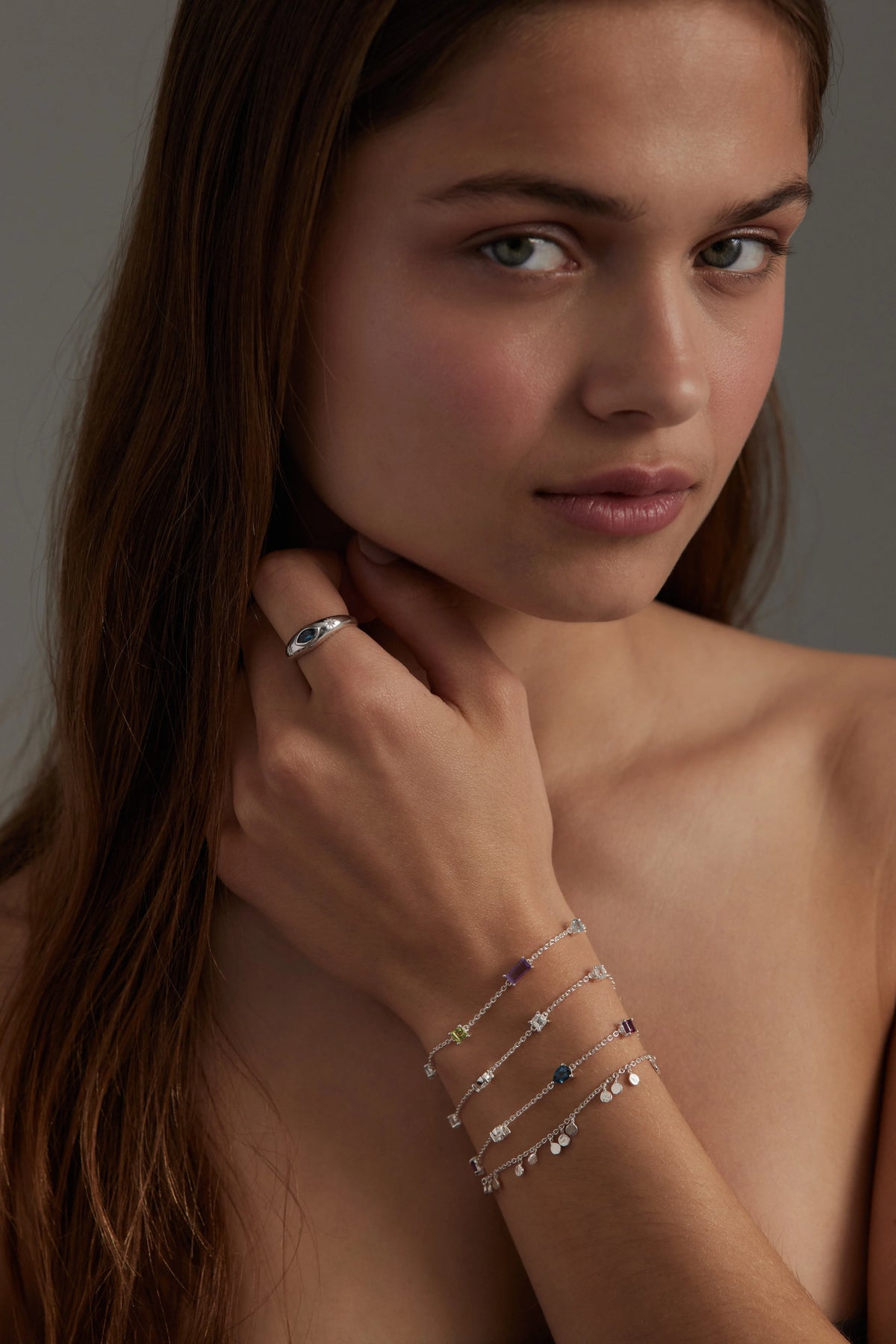 Clover White Topaz Silver Bracelet