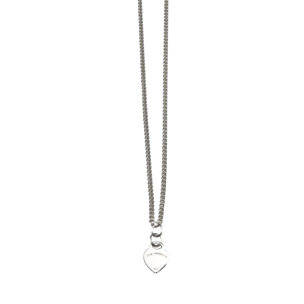 CURB NECKLACE WITH VT FLAT HEART SILVER