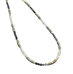 MIXED METAL BEADED NECKLACE WITH PEARLS