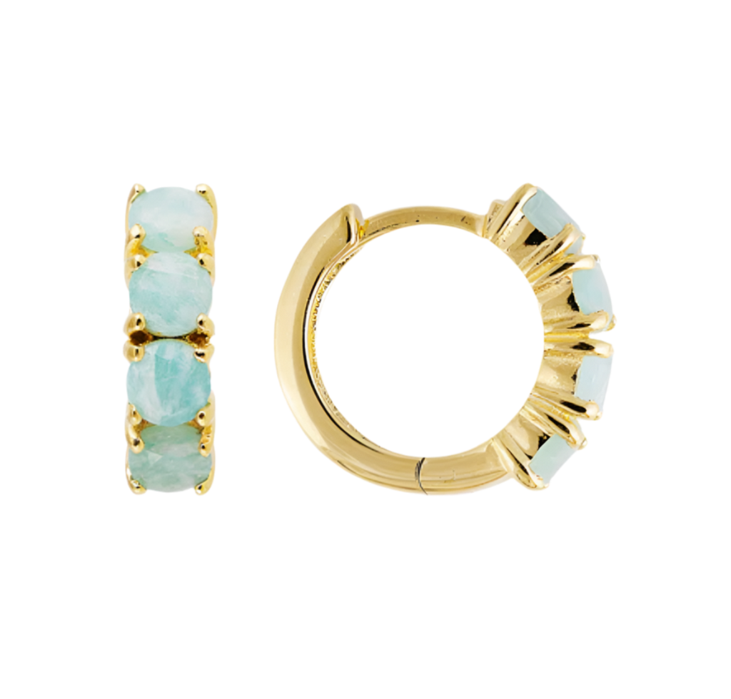 AMAZONITE MIDI HOOPS - GOLD