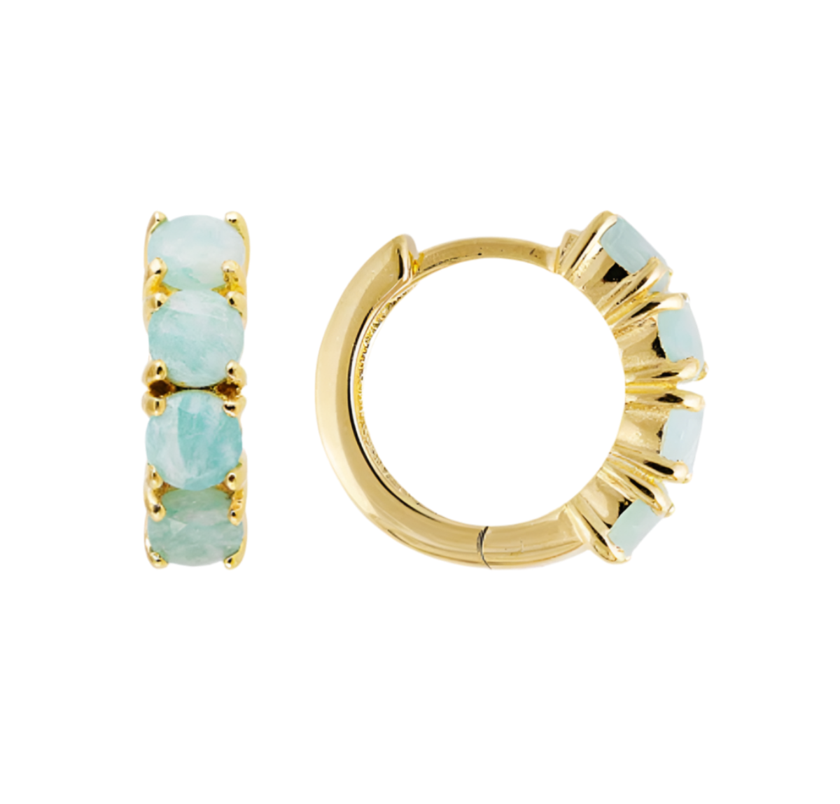 AMAZONITE MIDI HOOPS - GOLD