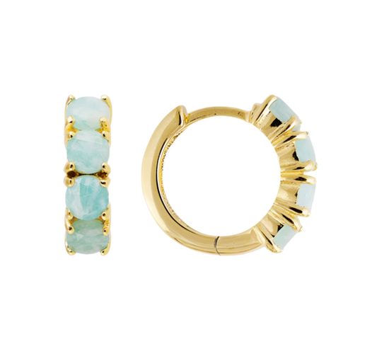 AMAZONITE MIDI HOOPS - GOLD