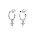 LITTLE STAR ON SILVER HALF HOOPS
