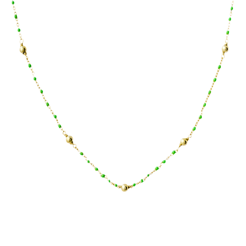 APPLE GREEN ENAMEL AND GOLD PLATED NECKLACE