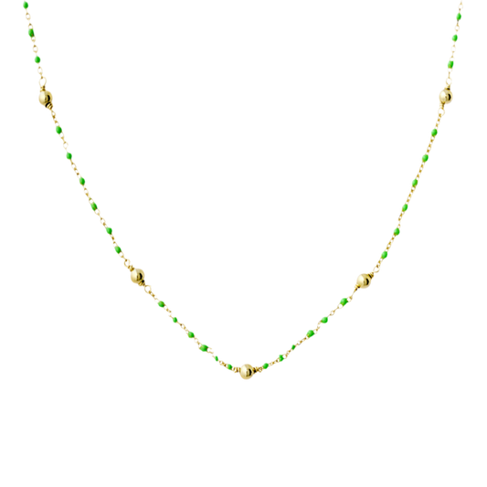 APPLE GREEN ENAMEL AND GOLD PLATED NECKLACE