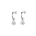 BEATEN CHARM ON SILVER HALF HOOPS
