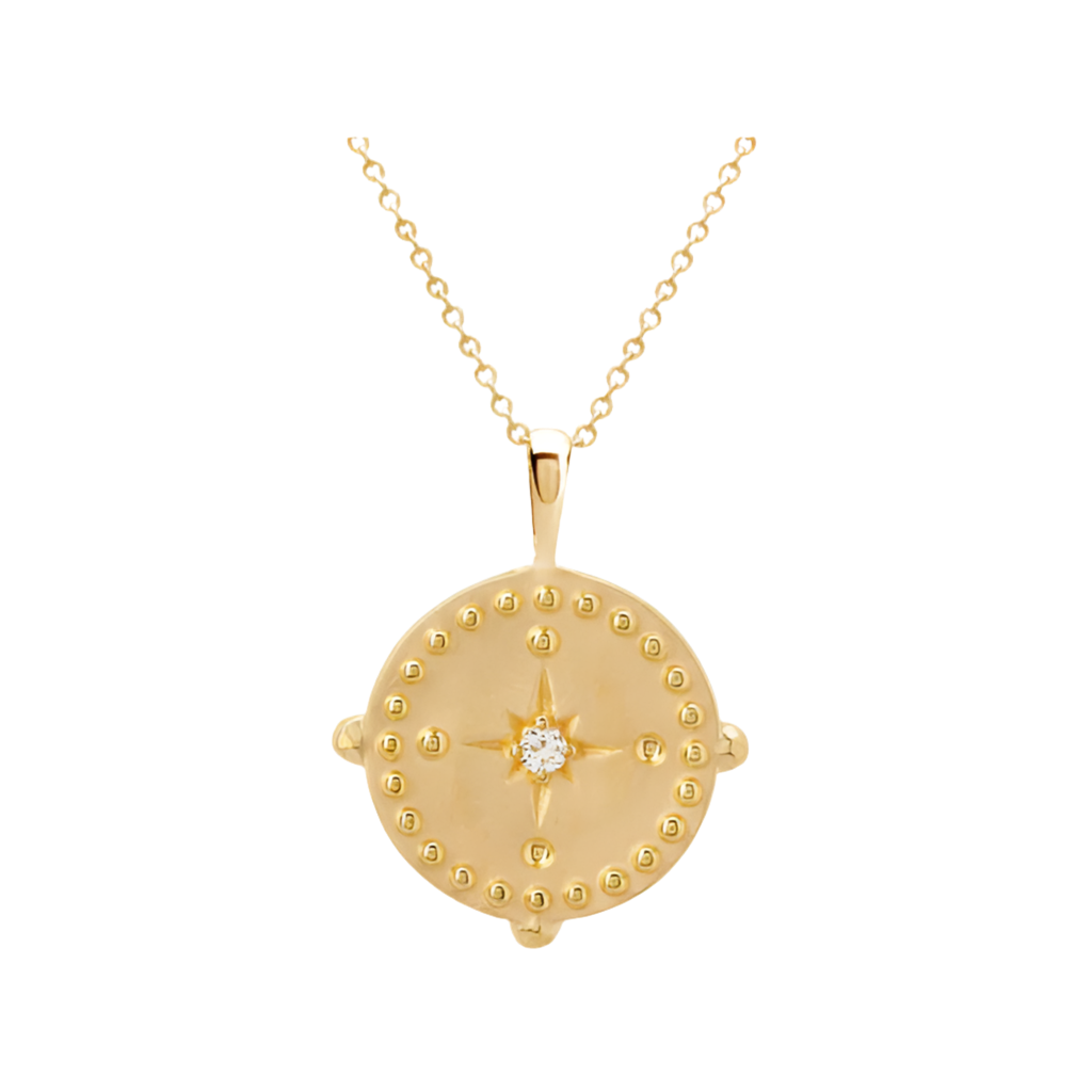 PENDANT DISC NECKLACE IN 18 KT YELLOW GOLD PLATE