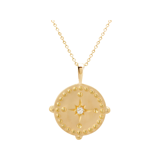 PENDANT DISC NECKLACE IN 18 KT YELLOW GOLD PLATE
