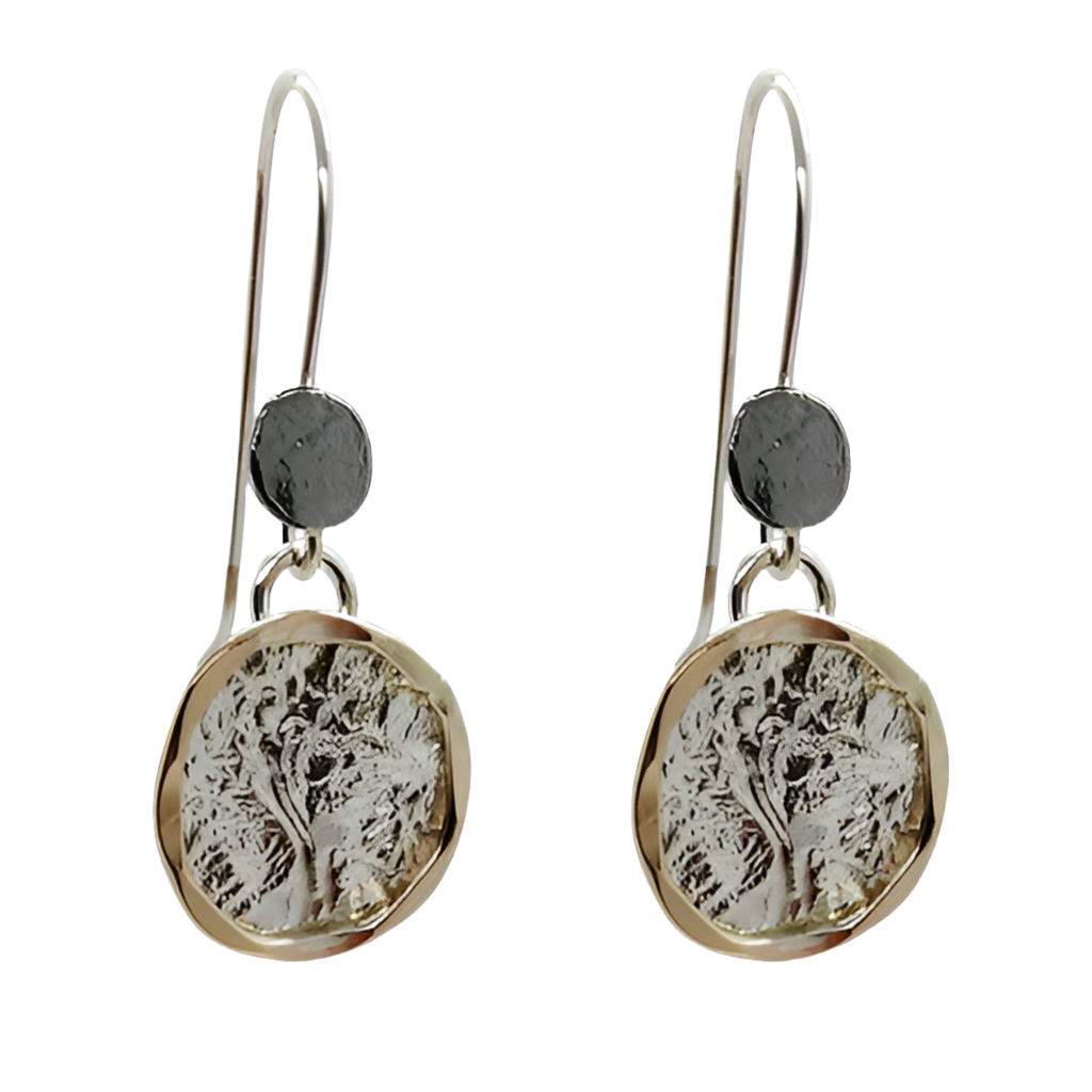 EARRINGS PATTERNED GOLDEN RIMMED DROP