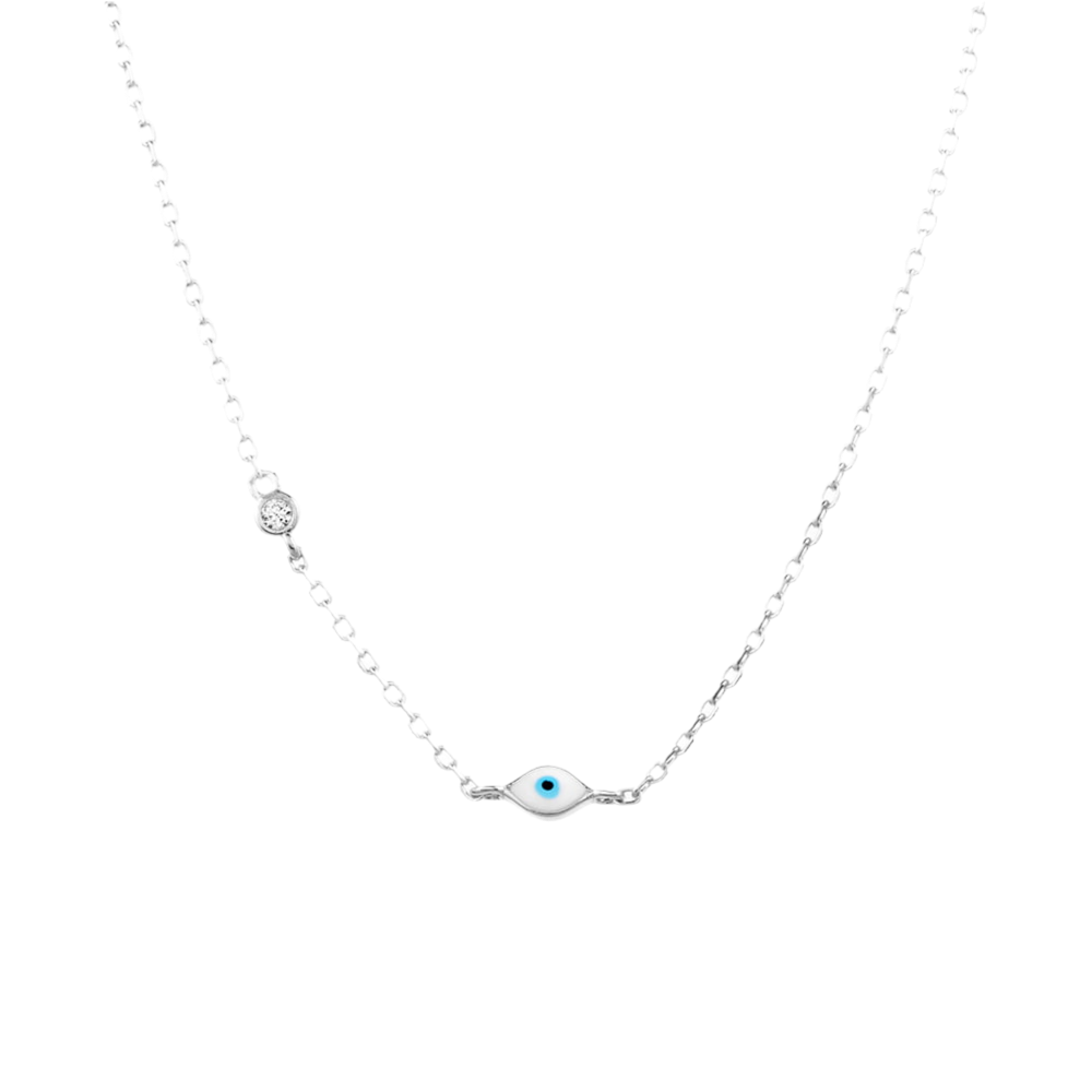 PETITE STERLING SILVER EVIL EYE NECKLACE
