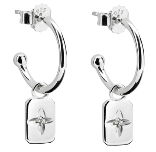 DESERT FLOWER RECTANGLE HOOPS - SILVER
