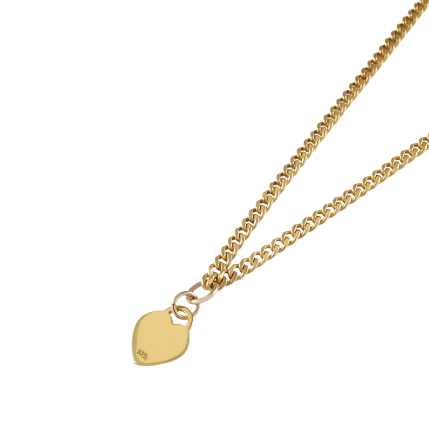 CURB NECKLACE WITH VT FLAT HEART - GOLD