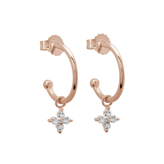 CLOVER HOOPS WHITE TOPAZ IN ROSE GOLD