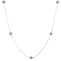 NECKLACE CLOVER BLUE ENAMEL GOLD PLATE