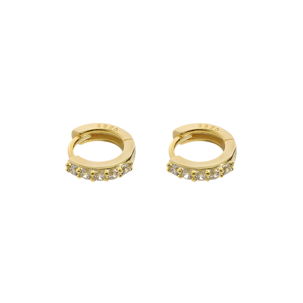 6MM CZ HUGGIES 18K GOLD PLATE